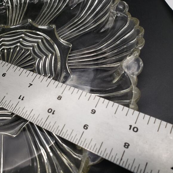 Anchor Hocking Wave Fan Clear Glass Egg Tray & Matching Relish Tray Set 9.5" - Picture 5 of 8